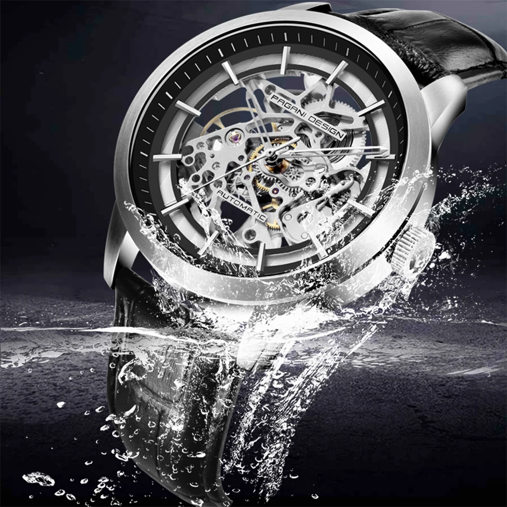 PAGANI DESIGN Luxury Men's Business Mechanical Watch Leather Strap Top Brand Hollow Waterproof Men's Sports Watch Reloj Hombres enlarge