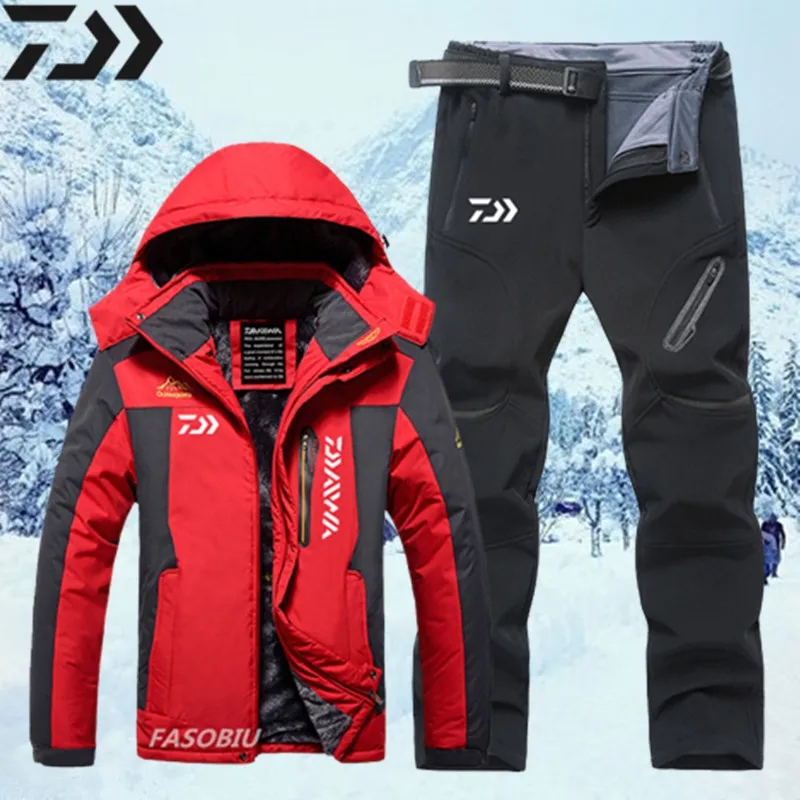 

DAIWA Fishing Clothes Sets Outdoor Fishing Clothing Winter Keep-warm Men Fishing Suit Breathable Fishing Jacket Plus Velvet