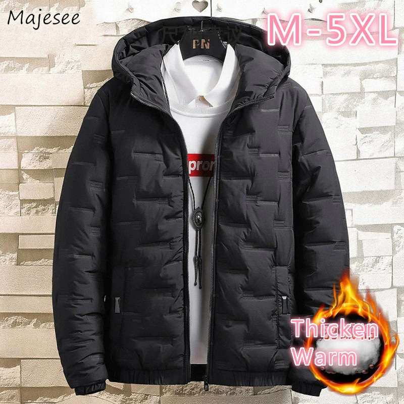 

Men Parkas Winter Thermal Solid Hooded Windbreaker Coat High Quality Oversize 5XL All-match Teens Casual Daily Warm Cozy Fashion