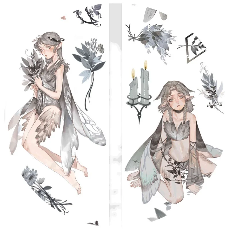 

2 Meter Roll Wild Moth Paper Masking Tape Girl Character Planner Journal Collage Decoration