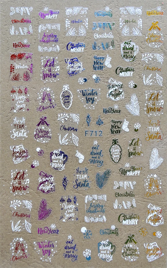 

3D наклейки для ногтей, Красочные Золотые снежинки, наклейки для ногтей, наклейки из фольги, Новогодние декоративные материалы для дизайна н...