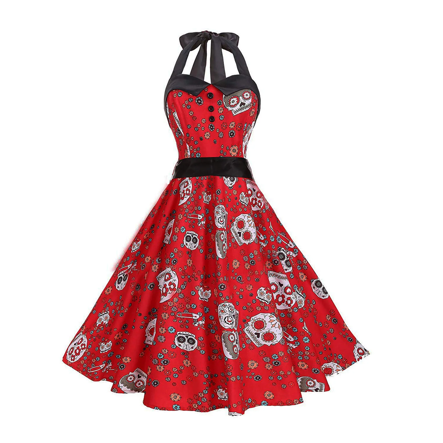 2 Retro Vintage Holiday Party Gothic Dress 50s The Nightmare Before Christma Skull Jake 3D Print Sleeveless Skater Pleated Dresses - Цвет: 2