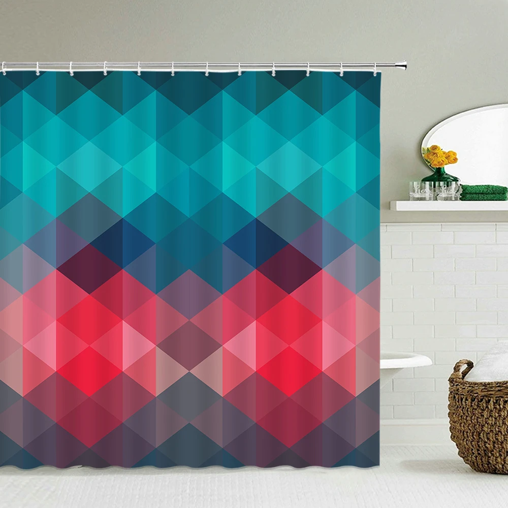 

Colorful Geometry Pattern Shower Curtains Bathroom Polyester Waterproof Shower Curtain Printing Curtains for Bathroom Shower