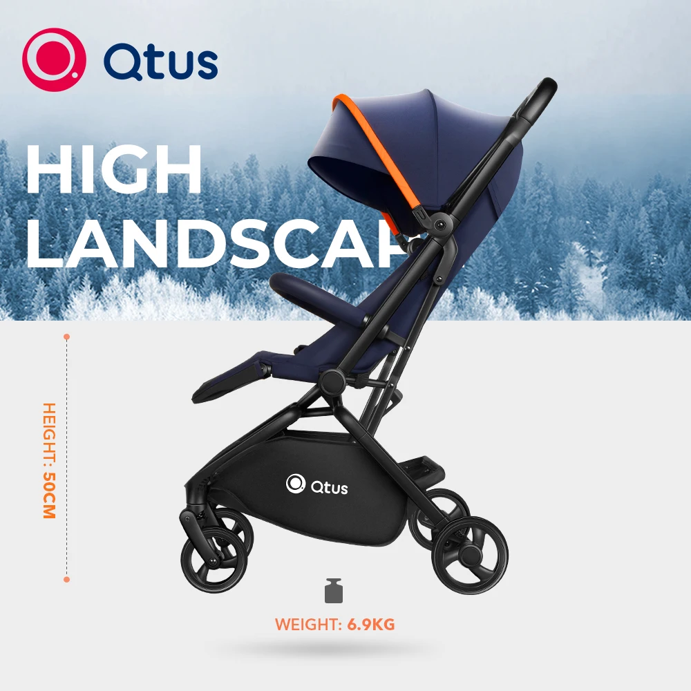 QTUS Lark Compact Stroller, One-hand-fold, High-view, Ground Clearance 50cm, All Wheel Shock Absorption System and Detachable enlarge