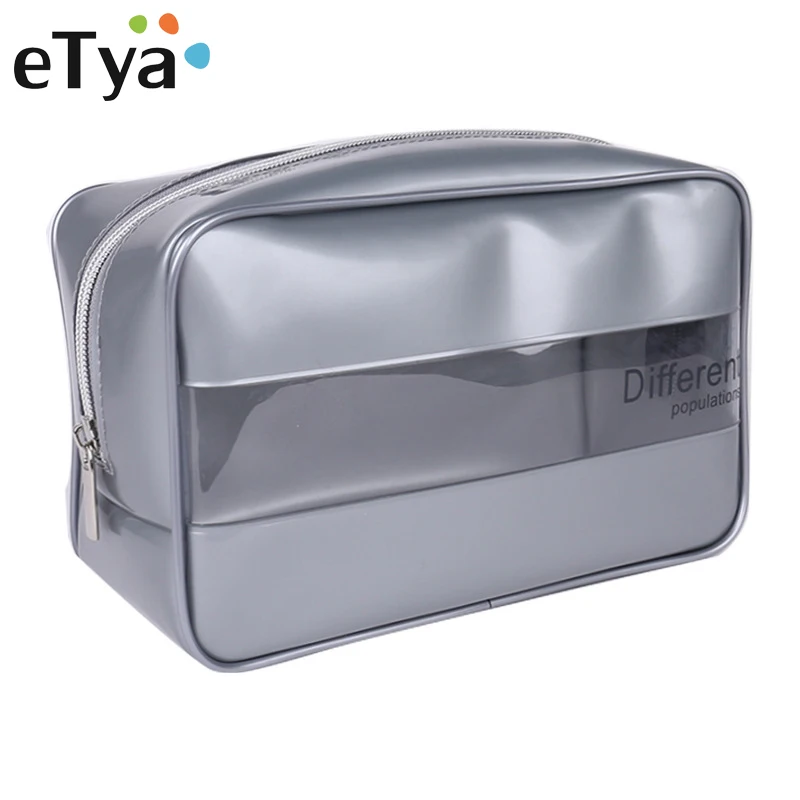 

ETya Transparent Cosmetic Bag PVC Travel Organizer Bag Zipper Clear Waterproof Women Makeup Bag Toiletry Wash Bath Storage Pouch