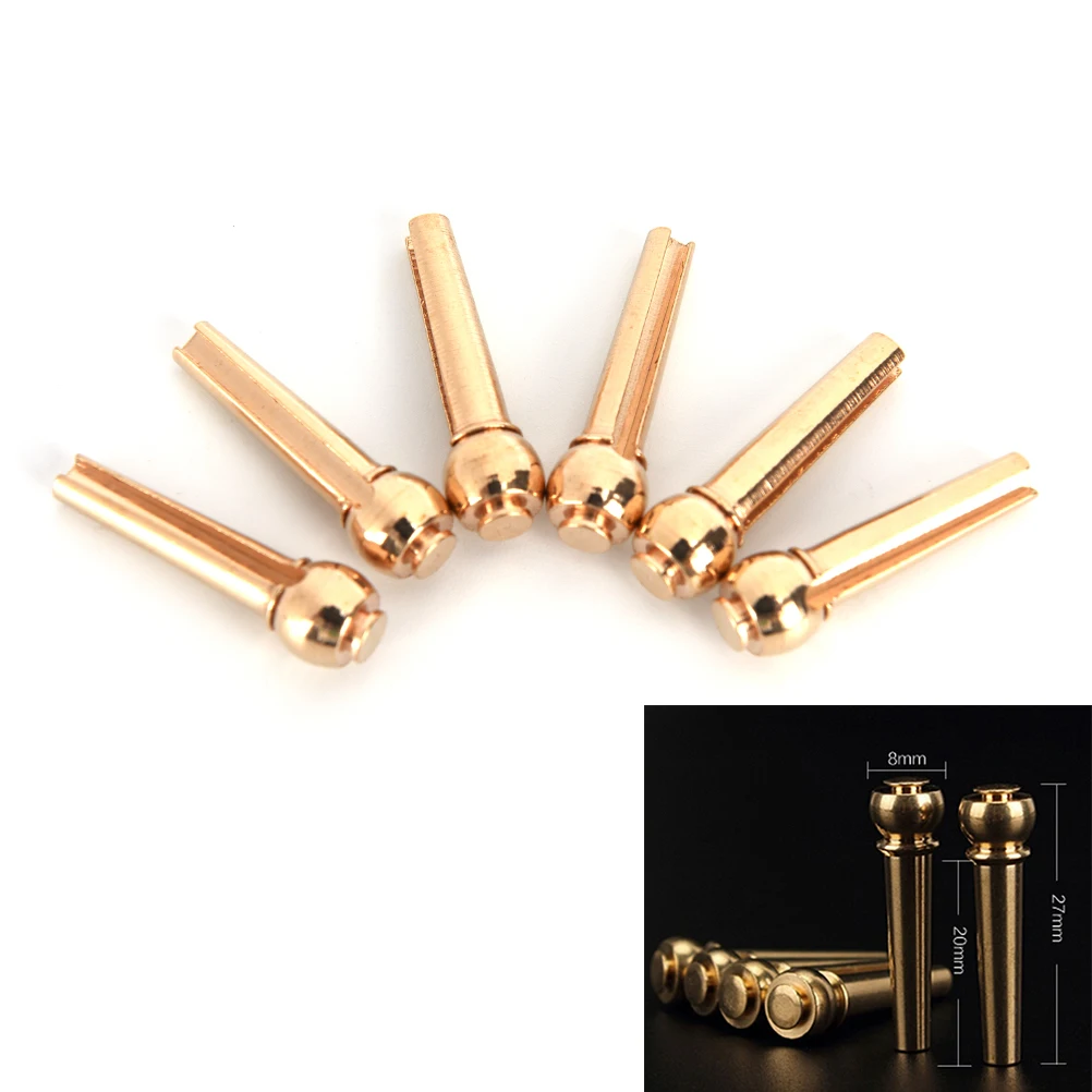 

IRIN 6 Pcs Metal Bridge Pin Folk Acoustic Guitar String Pins Peg Nail Brass 27mm