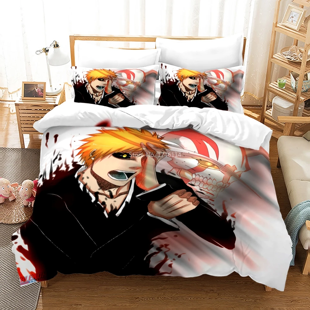 

Anime BLEACH Kurosaki Ichigo 3D Printed Bedding Set Twin Full Queen King Size Duvet Cover Set Bed Linens Bedclothes Home Textile
