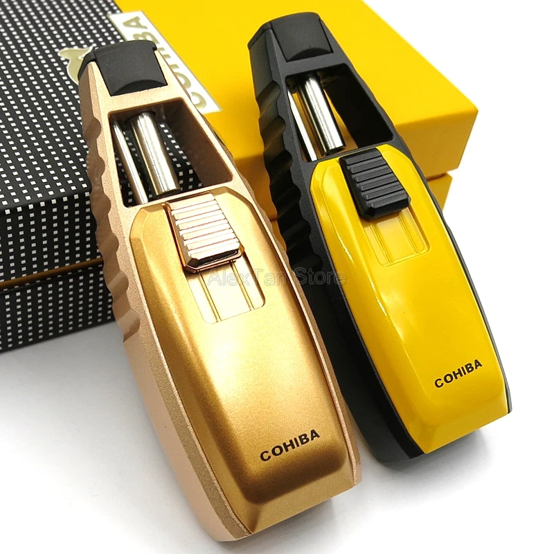 Высококачественный фонарь COHIBA, зажигалки, ветрозащитная 1 струйная многоразовая зажигалка, креативный пистолет, регулируемая Зажигалка для сигар