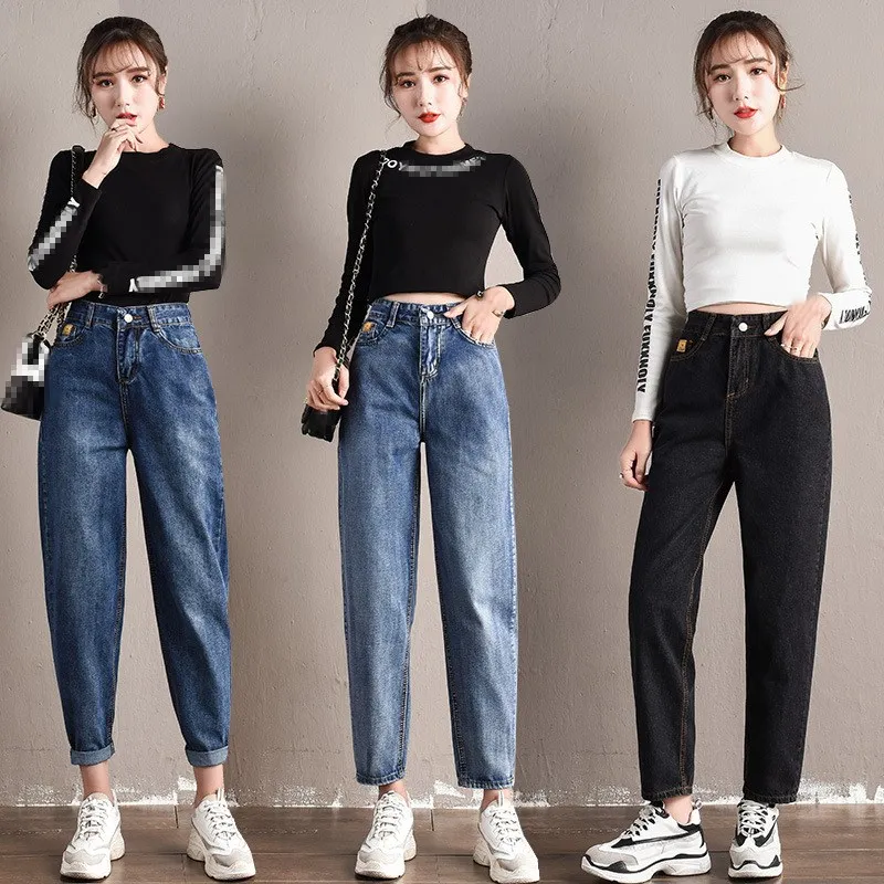 Модные женские Джинсы бойфренда большого размера с высокой талией и пуш-ап