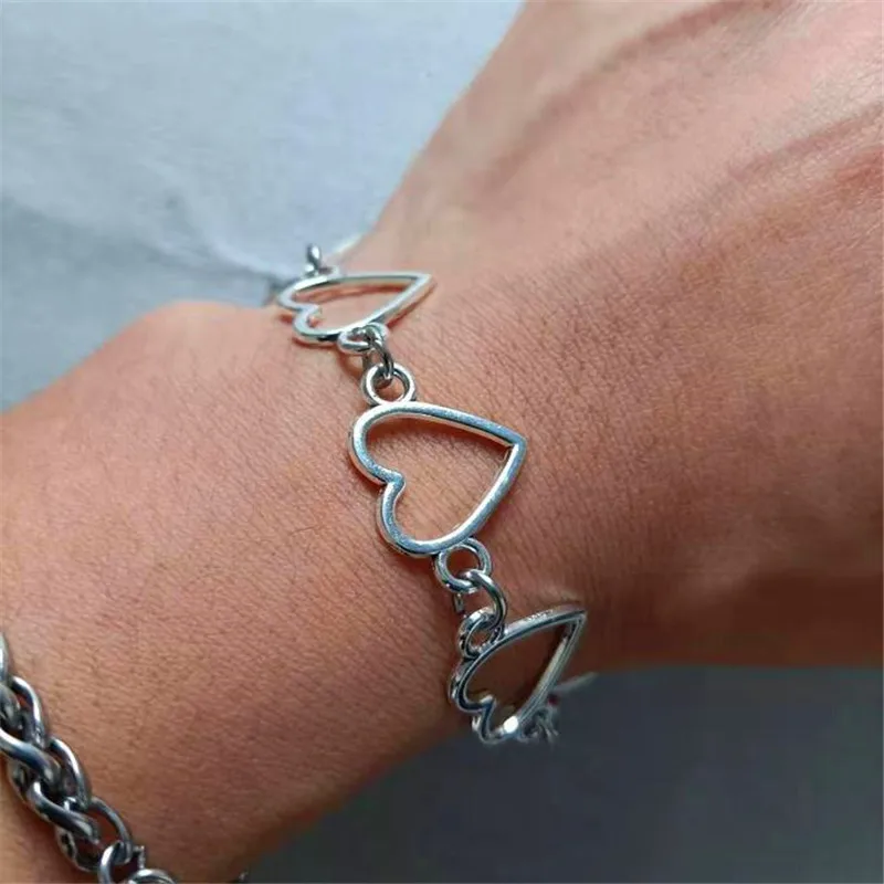 Красивые милые романтичные браслеты с сердечками для женщин, эстетичный браслет с сердечками, ювелирные изделия, подарки для девочек, di159