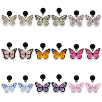 beautiful butterfly anime earrings circular print pattern anime earrings cartoon girl character stud earrings