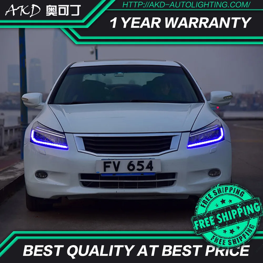 AKD тюнинг Автомобильные фары для Honda Accord G8 2008 2013 полностью светодиодный ные DRL