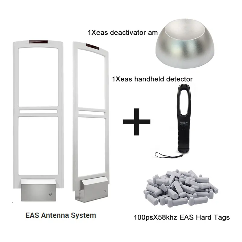 EAS Security Gate Antenna 58khz System with hard Labels tags & Deactivator & Handheld Tester