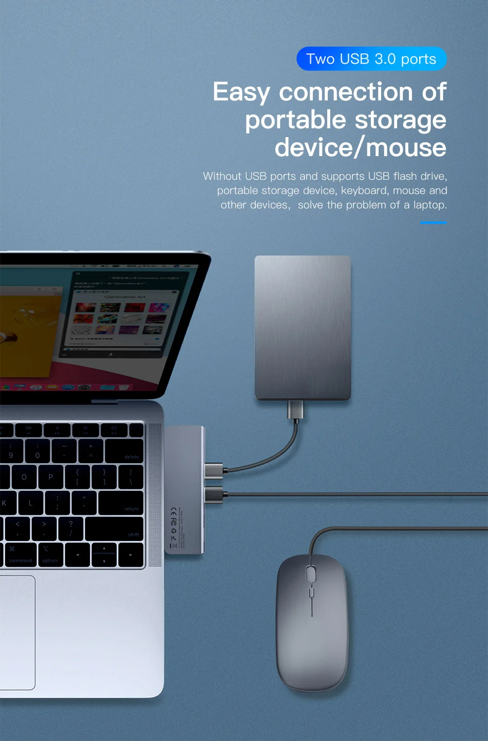 Baseus USB C HUB Type-c to Multi Ports USB 3.0 USB3.0 Type C Power Adapter USB-C HUB Splitter Dock For Macbook Pro Air USBC HAB