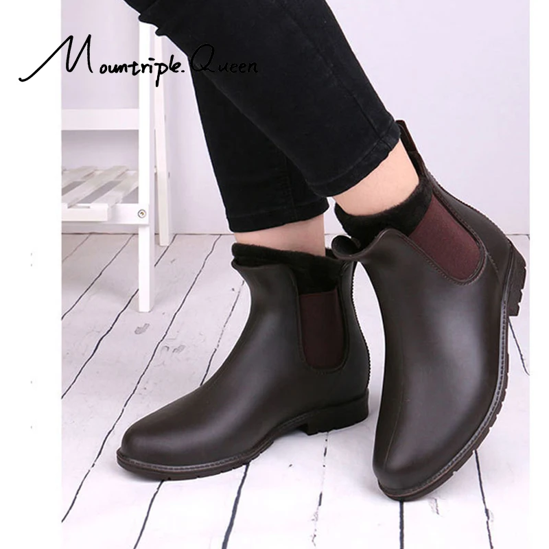 Женские ботинки из ПУ кожи с круглым носком на толстой подошве|Женские