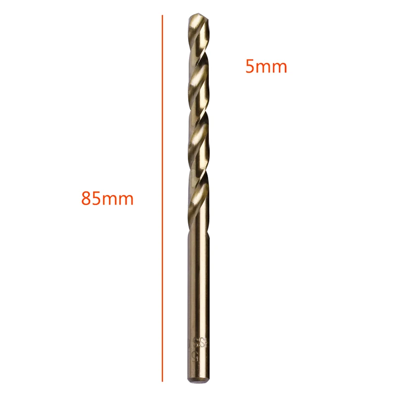 

10Pcs 5mm M35 Round Shank HSS-Co Cobalt Twist Drill Spiral Drill Bit P82C