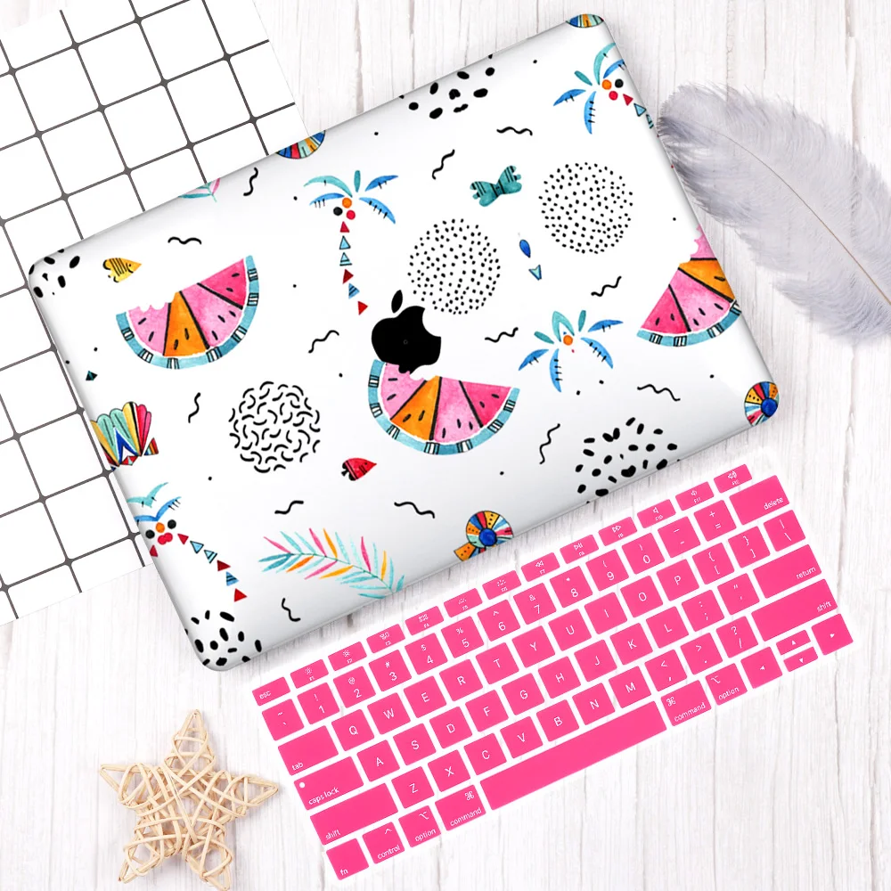Для MacBook Air 13 дюймов Чехол A1932 Pro 13 Touch bar летний узор чехол для ноутбука клавиатура защитная пленка для экрана