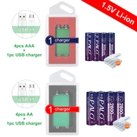 palo 4pcs aa 2800mwh li ion 1 5v rechargeable battery 4pcs 1 5v aaa 900mwh lithium rechargeable battery with 1 5v usb charger