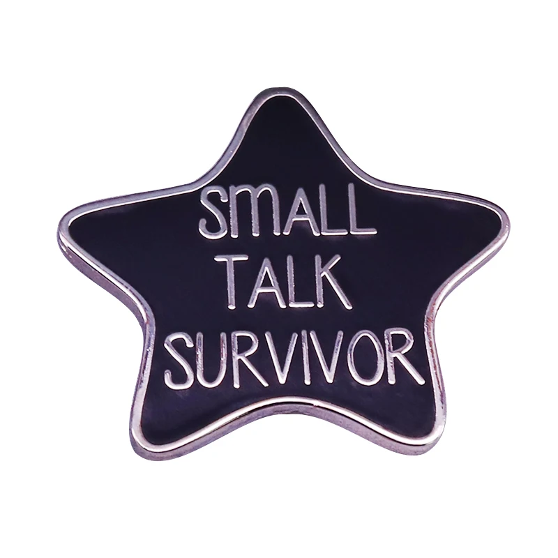 Маленькая брошь в виде выжившей из talk эмалированная булавка с черной звездой