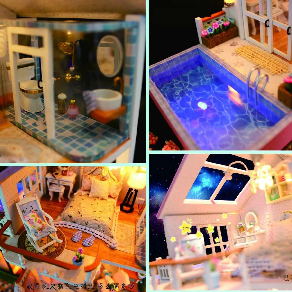 

DIY Doll House Furniture with LED lights Miniature 3D Wooden Miniaturas House Casa Dollhouse Toys for Children Christmas Gifts