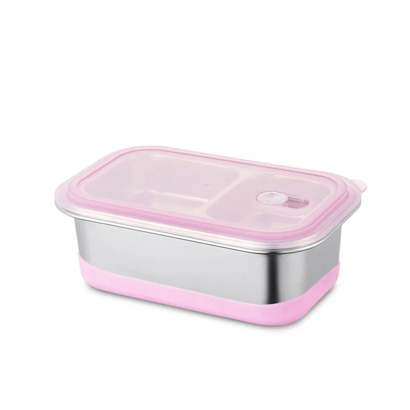 Pink ONEUP коробка для ланча из нержавеющей стали с отделениями портативная порционная коробка Bento для хранения еды контейнер с посуда герметичная экологичная - Цвет: Pink