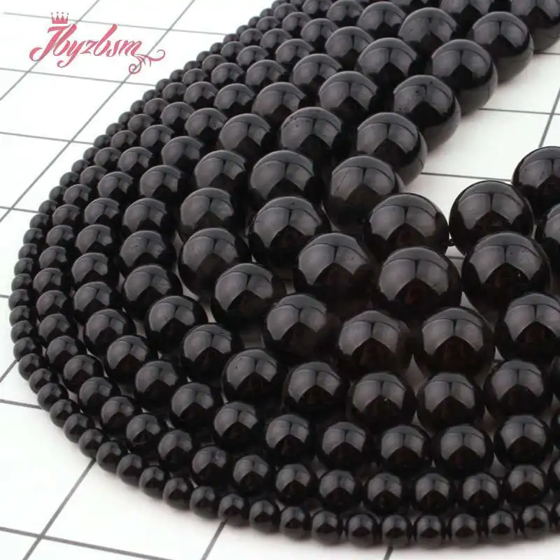 Натуральный AA Турмалин черного цвета с круглым носком бусины рыхлый натуральный