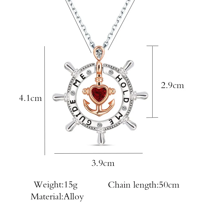 Red Crystal Rhinestone Heart Anchor Necklaces Pendants Fashion Double Wear Alloy Female Choker Statement Necklace Accessories | Украшения и