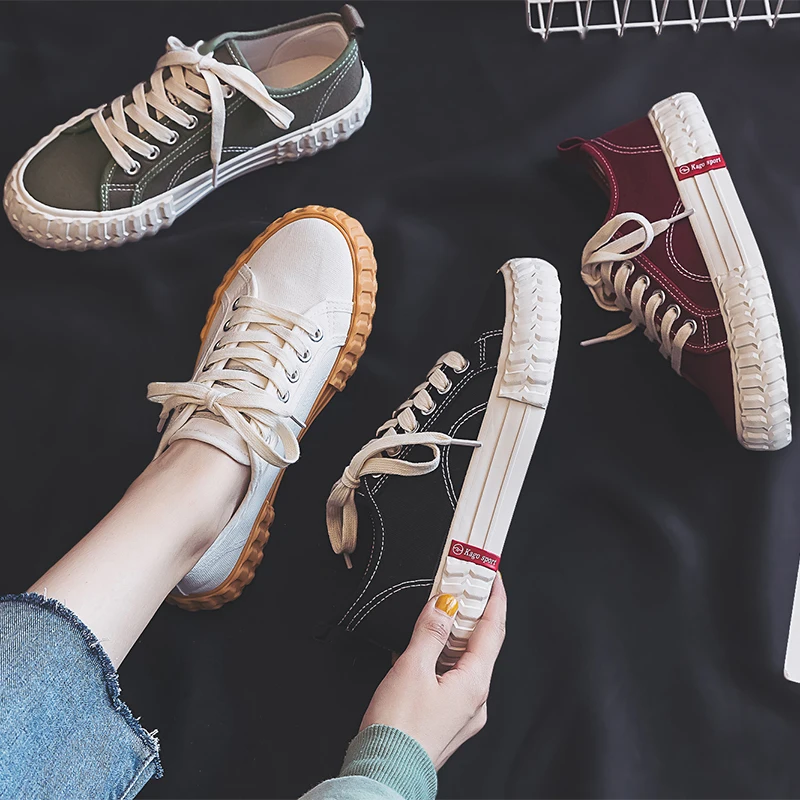 Женская Вулканизированная обувь модная повседневная парусиновая карамельных