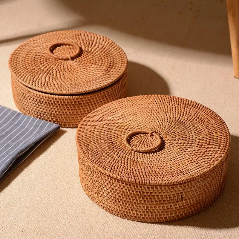 Desktop storage dried fruit candy boxes wicker basket rattan picnic woven decorative baskets | Дом и сад