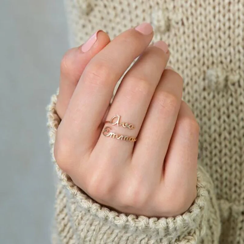 Кольца с двойным именем на заказ регулируемые кольца из нержавеющей стали