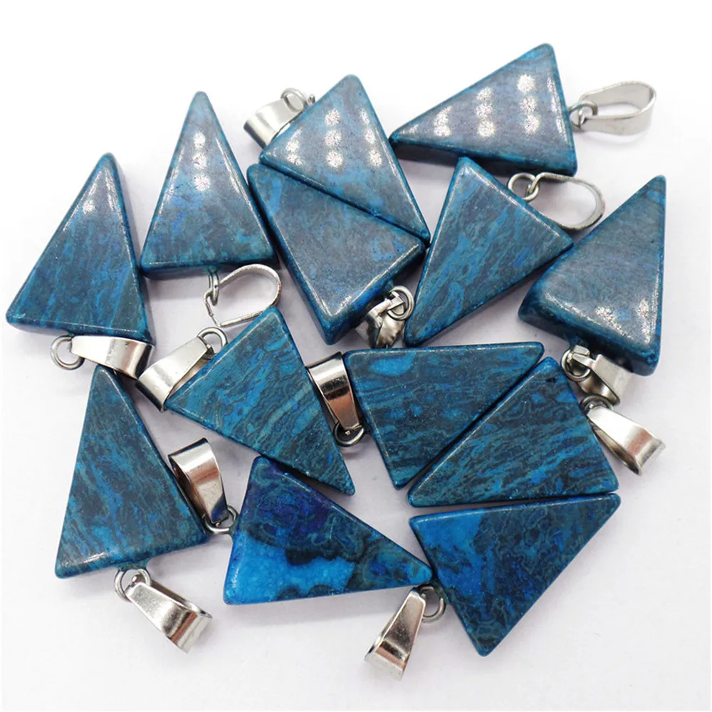 

50Pcs 20x15x6mm Wholesale Blue Crazy Lace Agate Triangle Pendant Bead DIY Earrings Jewelry Accessories S602