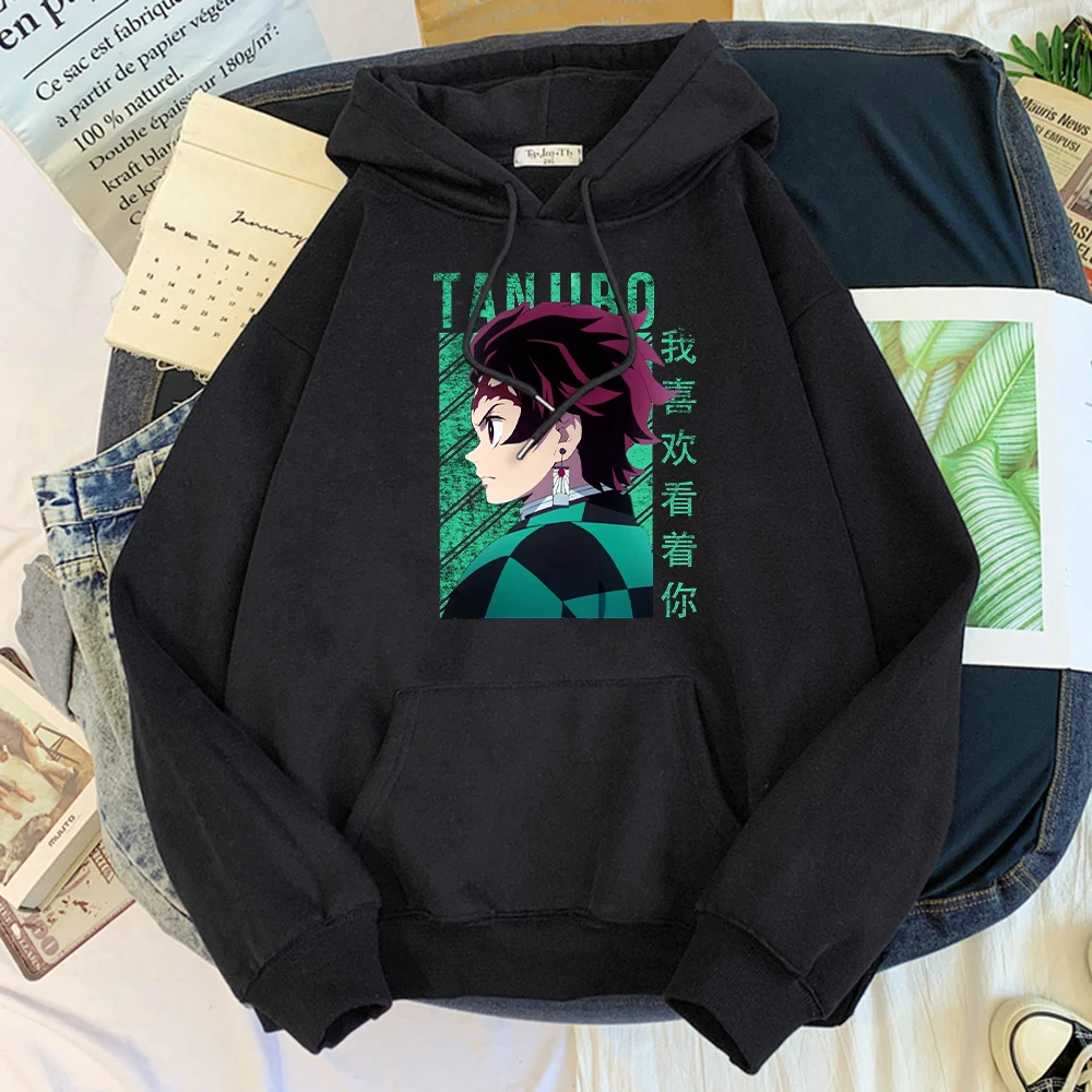 

Толстовка мужская с капюшоном, аниме рассекающий демонов Kamado Tanjirou, худи с принтом для мужчин и женщин, Свитшот оверсайз с круглым вырезом, ул...