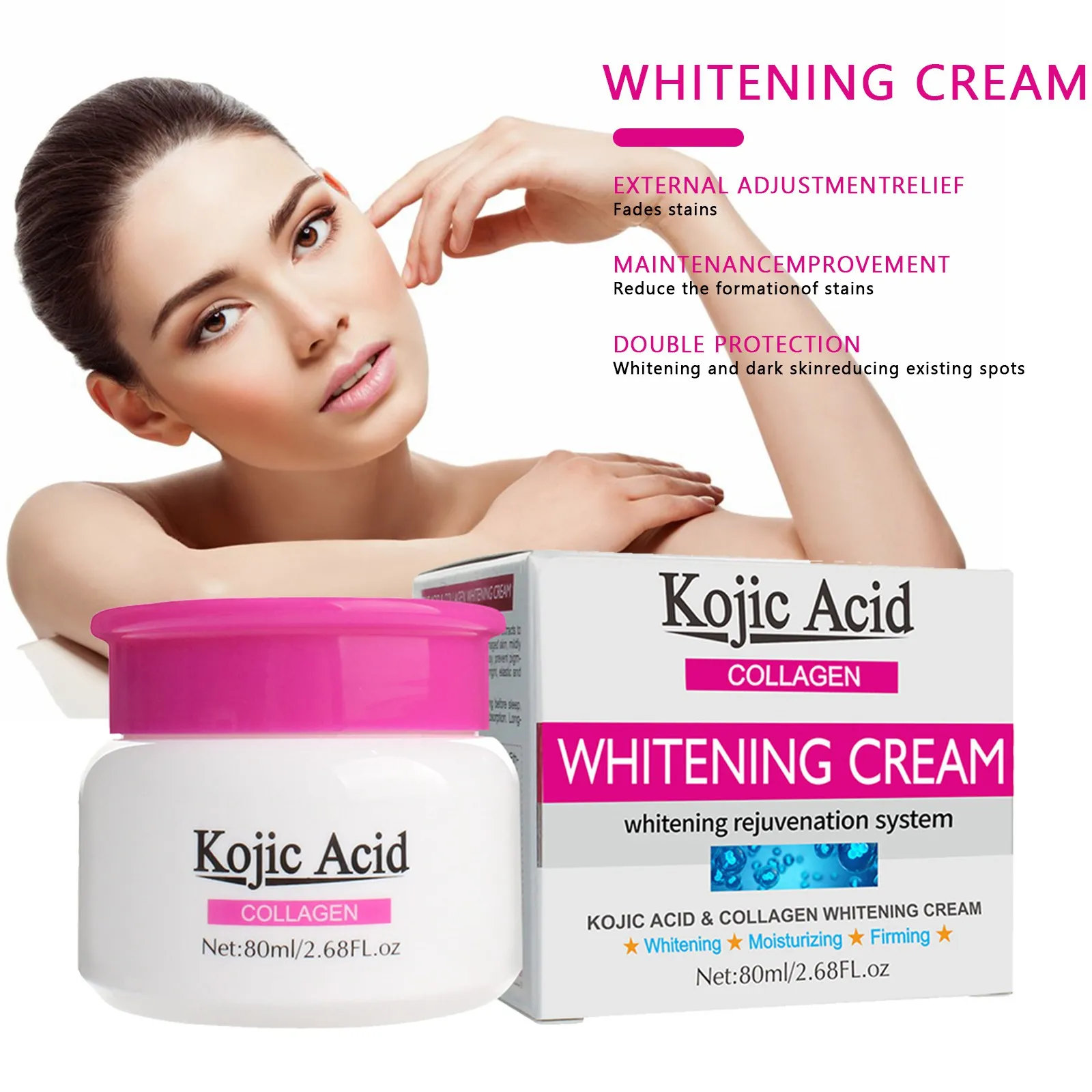 

80ML Kojic Acid Collagen Anti-aging Anti Wrinkle Face Cream Firming Whitening Deep Moisturizing Brighten Facial Cream Skin Care