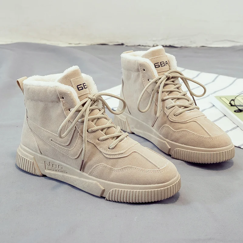 

Женские ботинки из хлопка, новинка 2021, зимние универсальные теплые зимние ботинки на толстой подошве с бархатной подкладкой для студентов