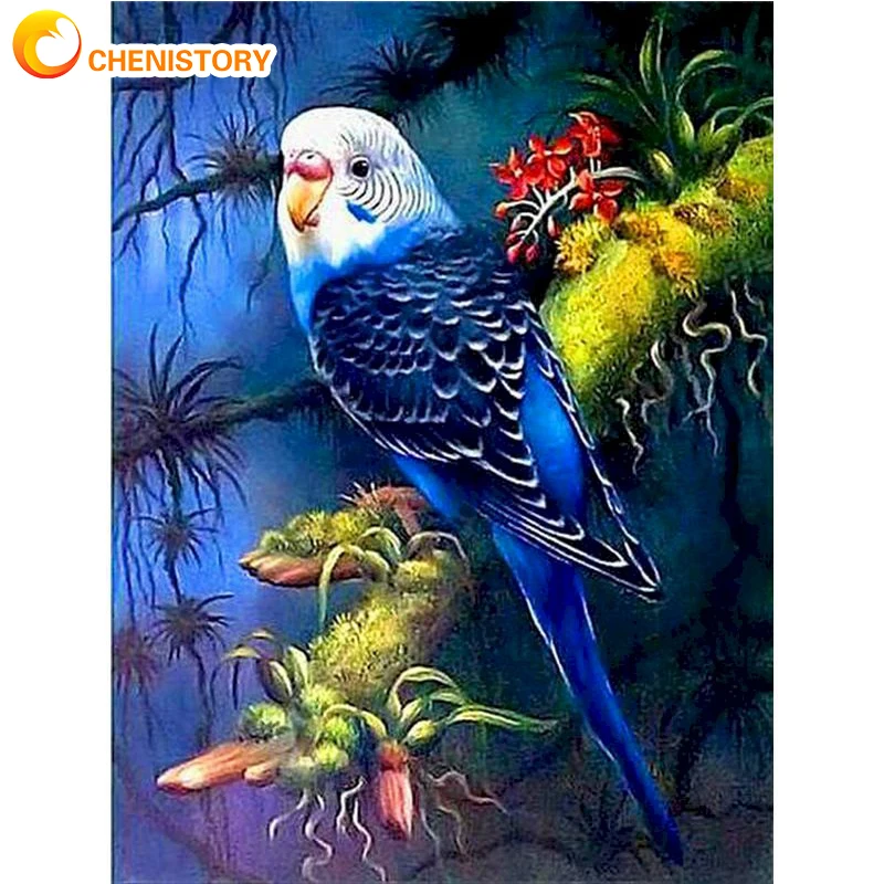 

CHENISTORY Oil Picture By Numbers Parrot DIY On Canvas Animal Frame Paint By Number Craft Kit For Adults Home Decor Wall Art
