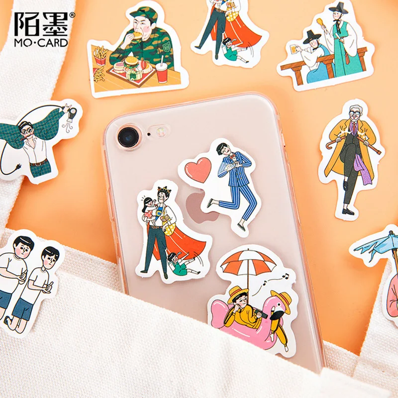 46 шт./кор. мультфильм Маленький мальчик Бумага Стикеры декоративные дневник