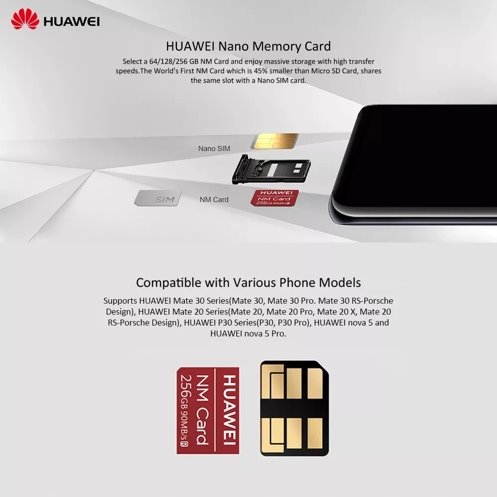 Память Huawei NM 90 Мб/сек 64 ГБ/128 ГБ/256 ГБ подходит для Mate20 Pro X P30 Nano с USB 3 1 Gen | Электроника