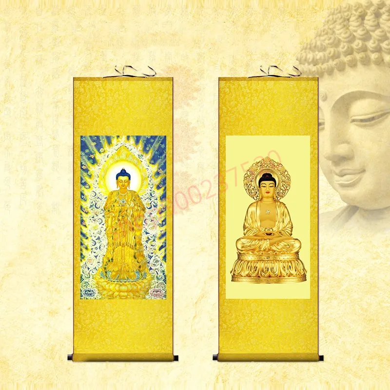 

(По индивидуальному заказу) Guanyin Bodhisattva портреты, храмы поклонения, сын отправка Гуаньинь украшение из шелка прокрутки живопись