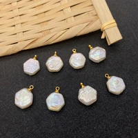 1 piecebag natural freshwater pearl pendant jewelry making hexagonal pendant diy lady necklace and earring accessories 13x16mm