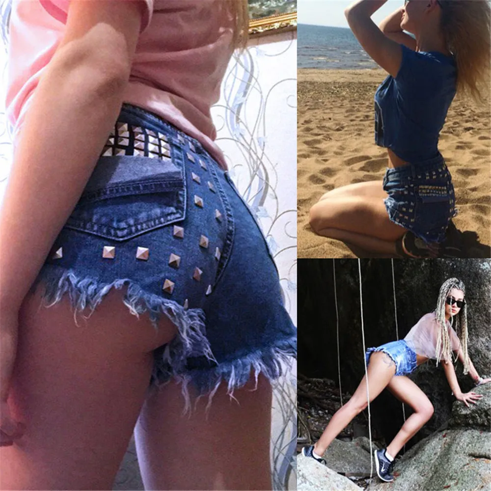 Велосипедки женские с бахромой и заклепками модные брендовые винтажные рваные