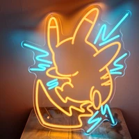 led aesthetic cute pikachu anime neon flex light sign home room wall decor kawaii bedroom decoration mural