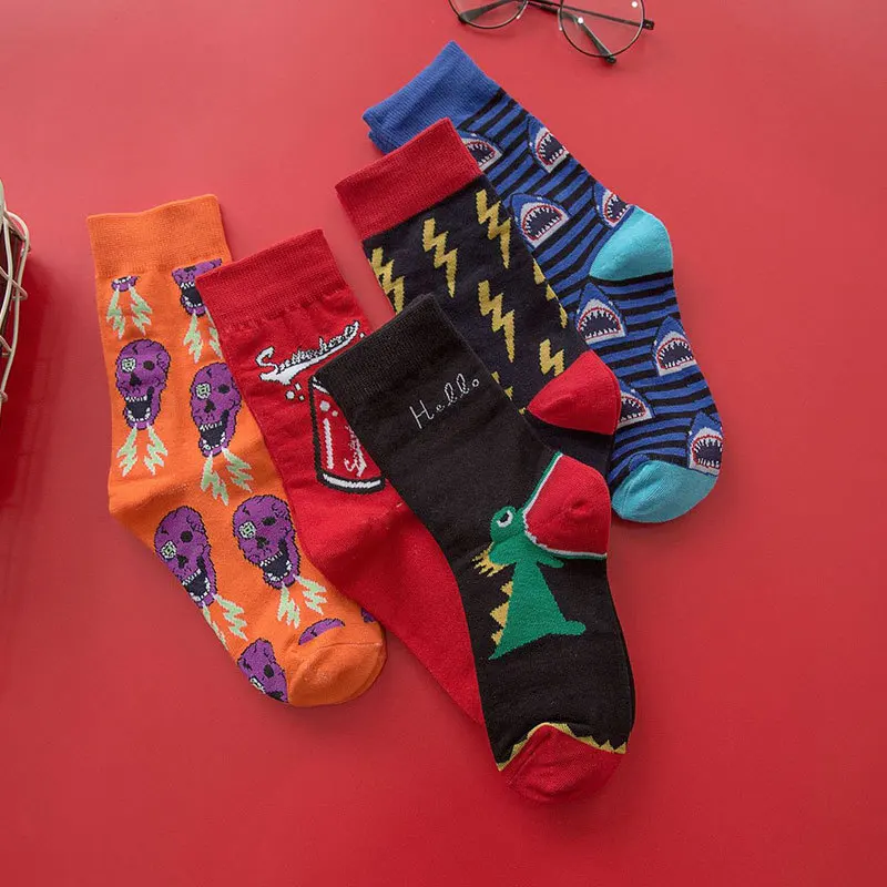 Модные носки с надписью Happy Мягкие хлопковые красивые в стиле хип хоп для