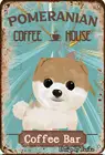 Померанская собака, кофейник, собака, кофейник, фотоплакат, жестяной знак, Настенный декор, подвесное металлическое украшение 12X8