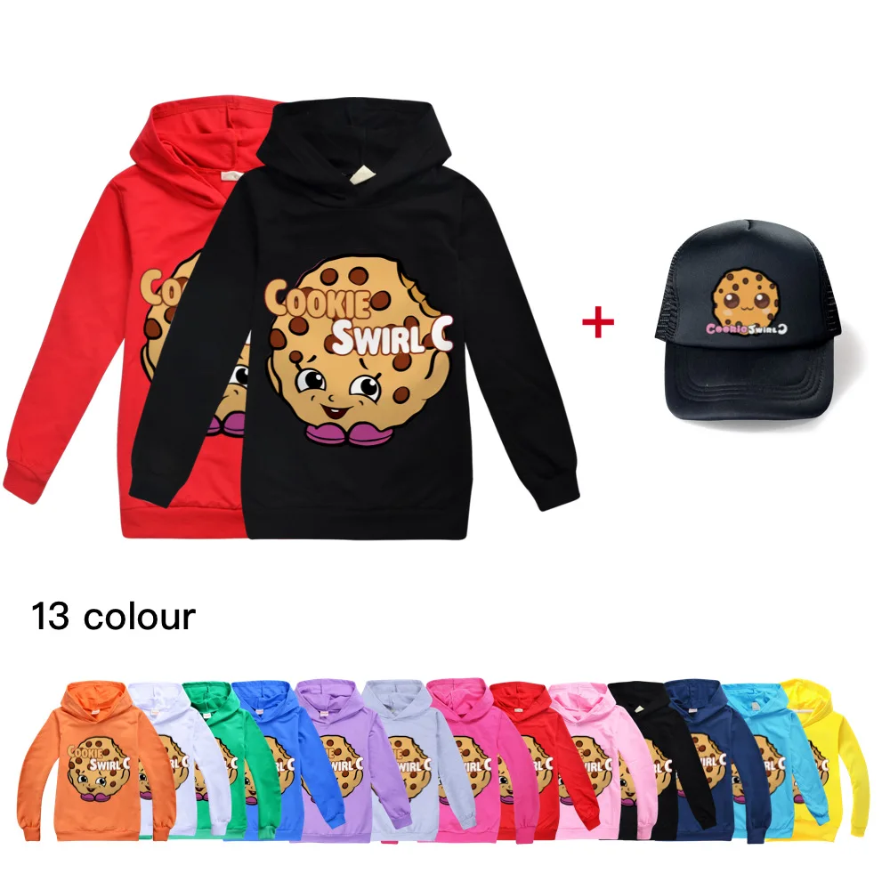 

New Youtube COOKIE SWIRL C pattern Baby Boys Girls Hoodies Children Kids Cotton Boys Clothes Sweatshirt pullover+sun hat