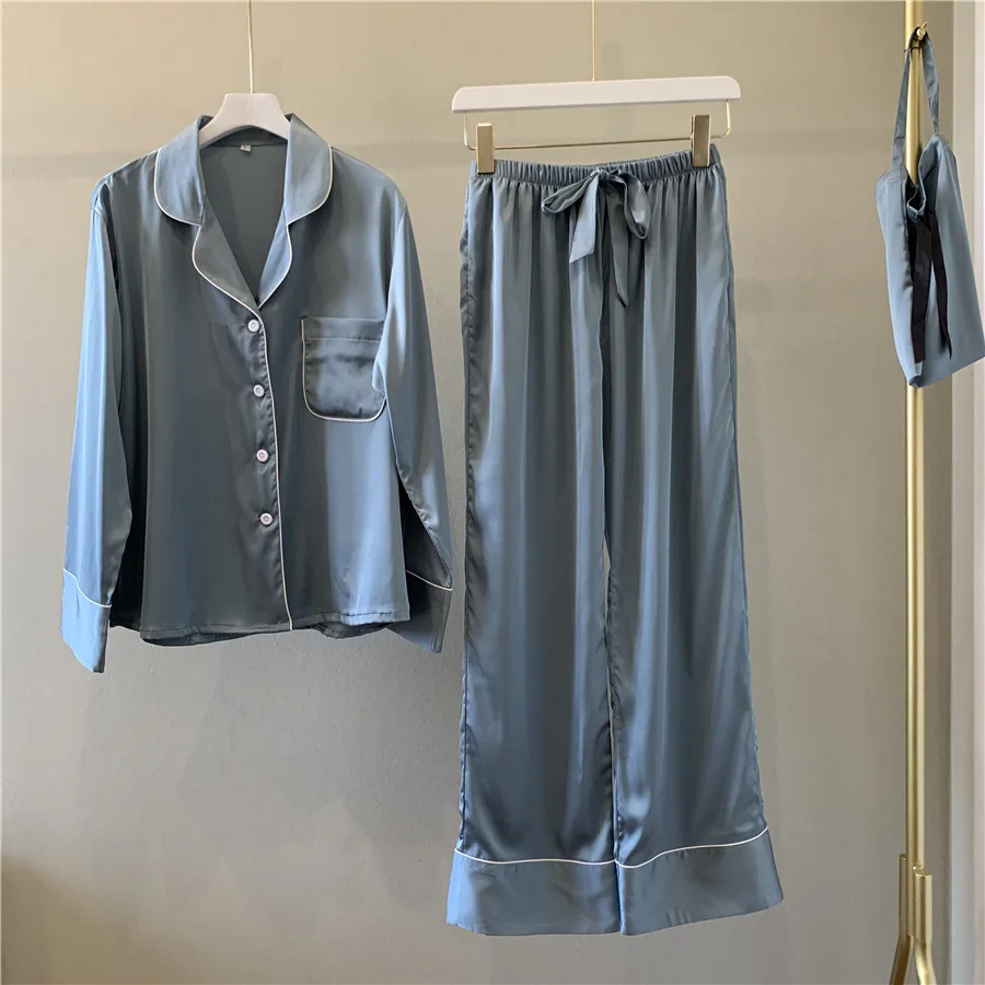 Новинка 2020 пижама в Корейском стиле Женская весенне летняя Тонкая шелковая