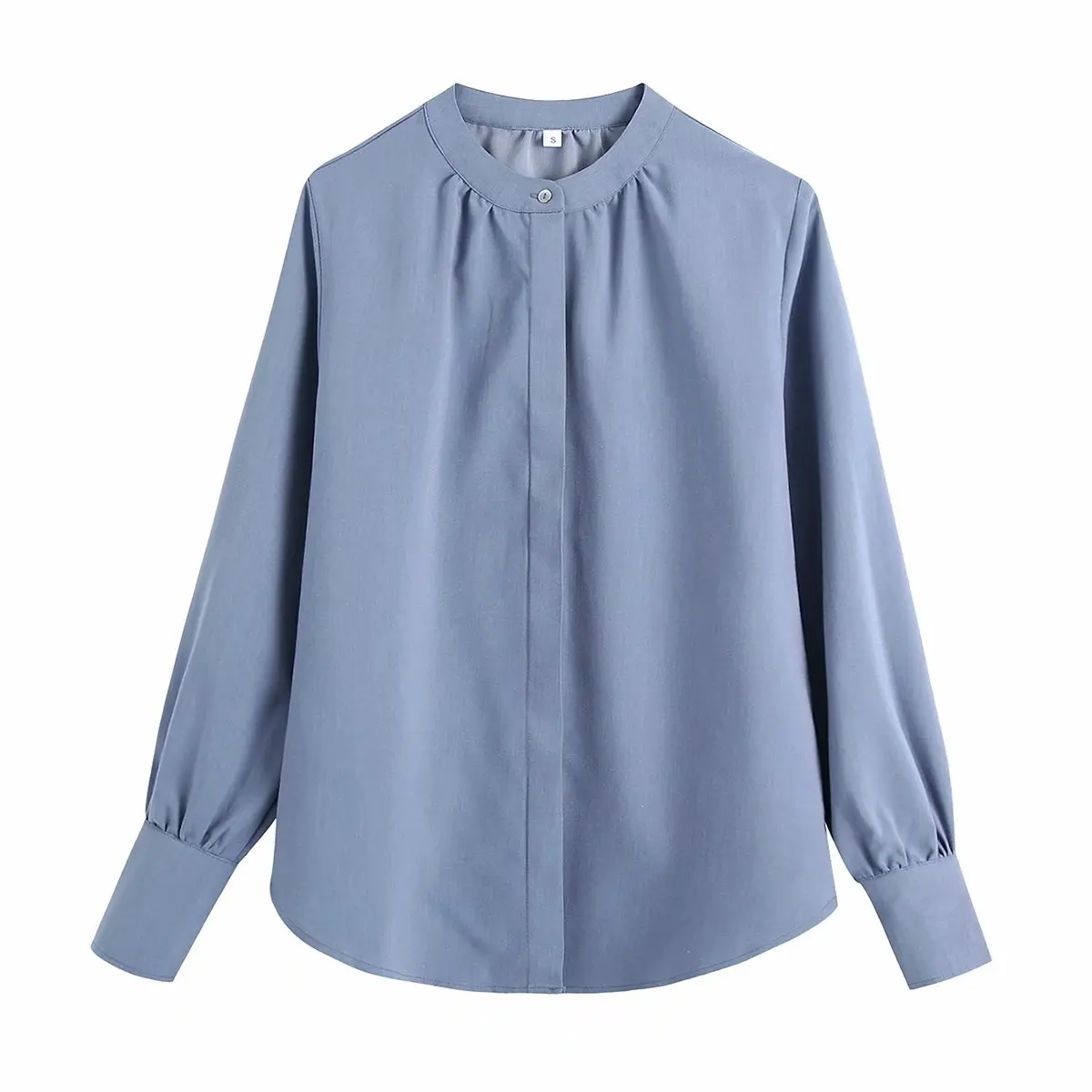 

Candy Color Loose Stand-up Collar Long-sleeved Women's Shirt Simple Single-breasted All-match Harajuku Chic Female Shirt Tops
