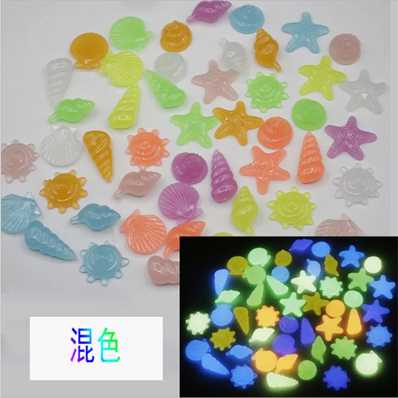 multi color Декор для аквариума светящийся камень светящийся искусственный галька Морская жизнь Ракушки Морская звезда Солнечный Аквариум Украшение сада орнамент - Цвет: multi color