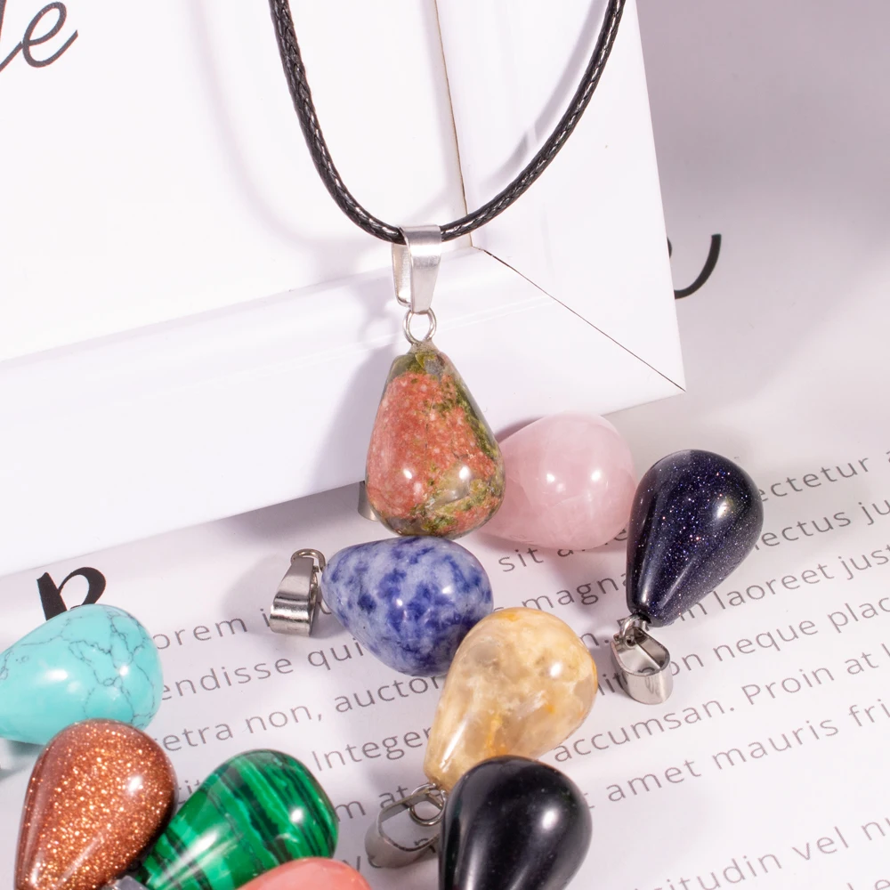 

Birthstone Natural Agate Water Drop Pendant 50 PCS Druzy Quartz Gem Stone Crystal DIY Charm Necklace Women Jewelry
