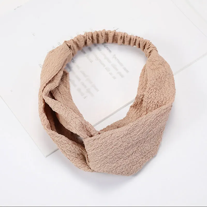 

Bohemian Style Solid Color Women Headband Cross Knotted Elastic Hairband Bandage Makeup Washing Face Headwrap Hair Accessories