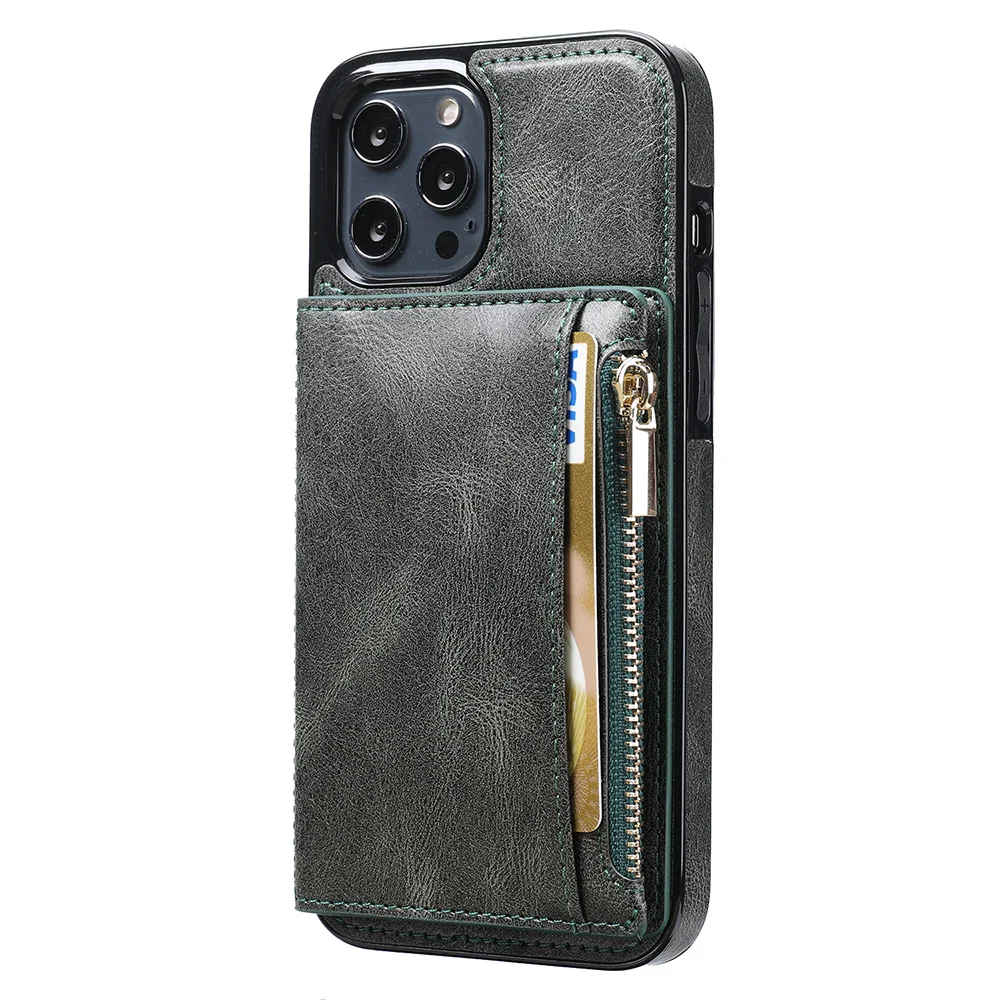 Suitable for iPhone13pro Mobile Phone Case Leather Case Zipper Folding